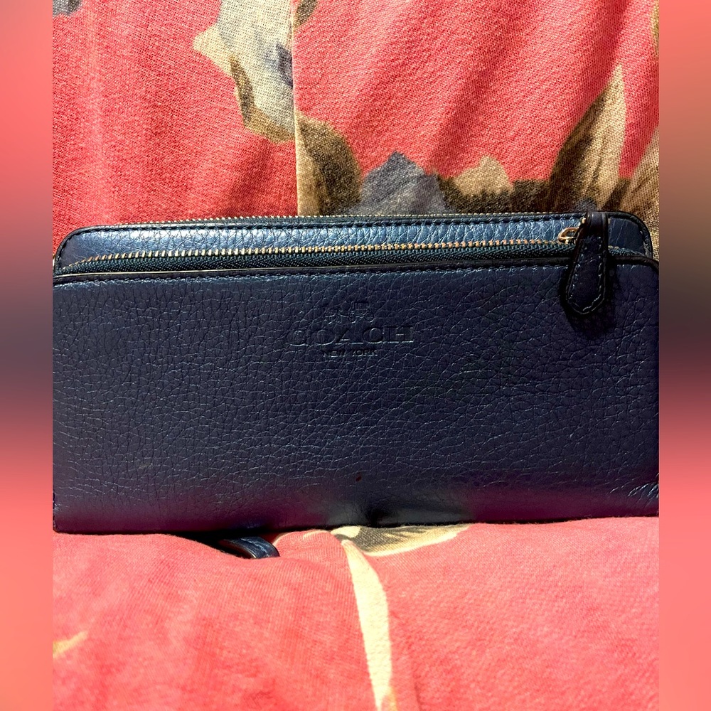 Coach metallic blue wallet 8 x 4